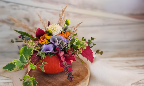 Kürbis- Workshop &  Helloween-Kürbisgesteck